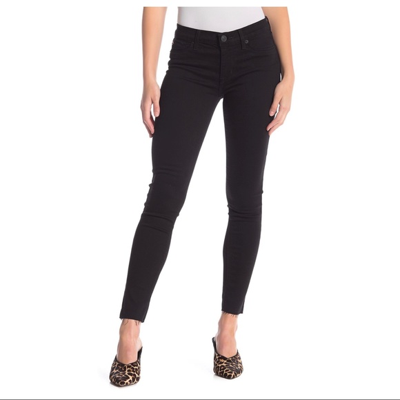 Hudson Jeans Denim - Hudson Fringe Hem Black Ankle Skinny Jeans